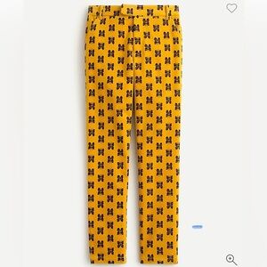 J.Crew Yellow Corduroy Pants with Black Butterfly Pattern